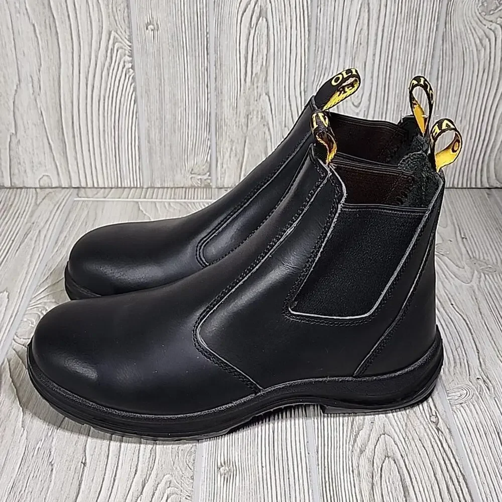 Oliver Elastic Sided Chelsea Leather Black Boots Steel Toe Mens Size 10 NEW
